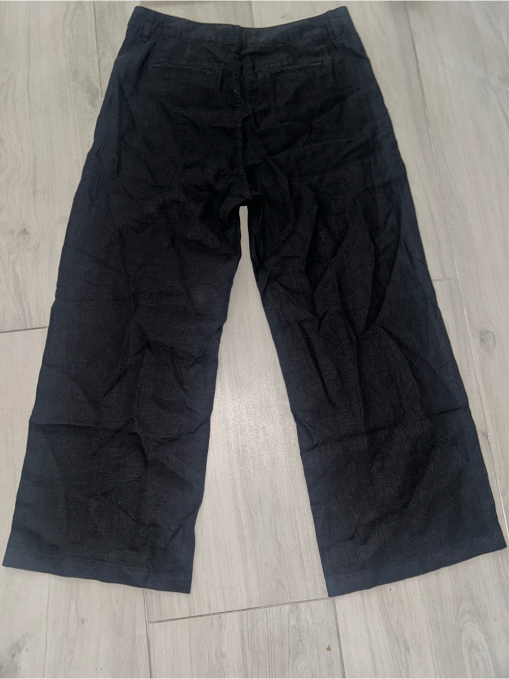 Madewell Patch Pocket Flare Pant 100% Linen Black Size 12P - Picture 5 of 10